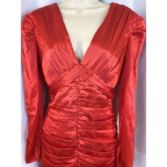 NWT NICHOLAS Gathered Party Dress in Scarlet Red $698 - Picture 4 of 14